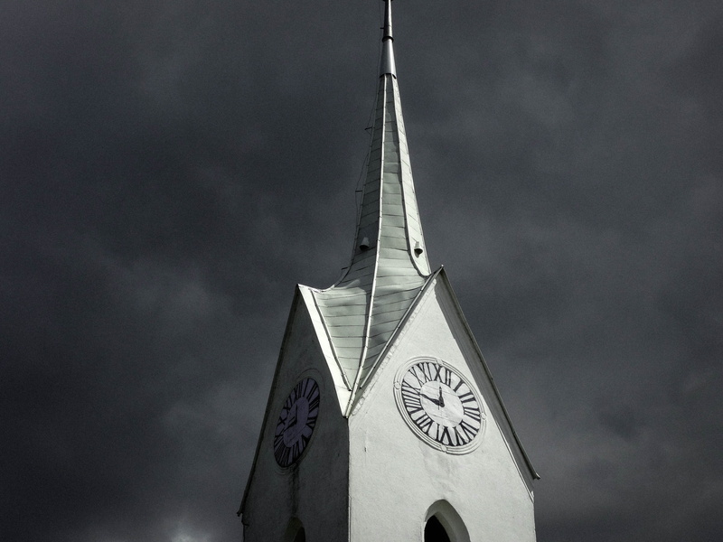 overcast, built structure, Time, religion, steeple, high section, white, architecture, day, clock face, cloud - sky, building, 5K, nature, spirituality
