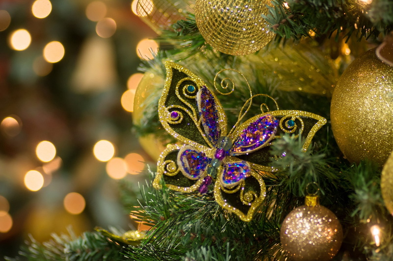 New Year, tree, decoration, decorations, 1080P, balloons, Christmas, toys, butterfly
