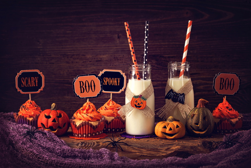 Food, Cupcake, 5K, Milk, Halloween, Pumpkin, Still Life