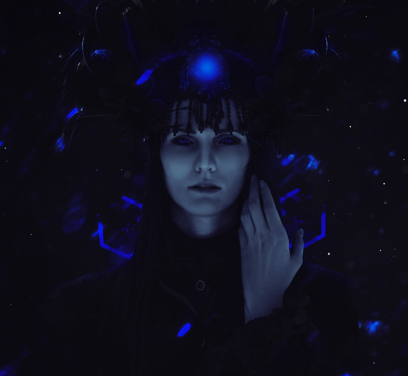 looking at camera, beautiful woman, headshot, Angel, Girl, black background, fear, Magical, Witch, hair, dark, front view, young women, Dark background
