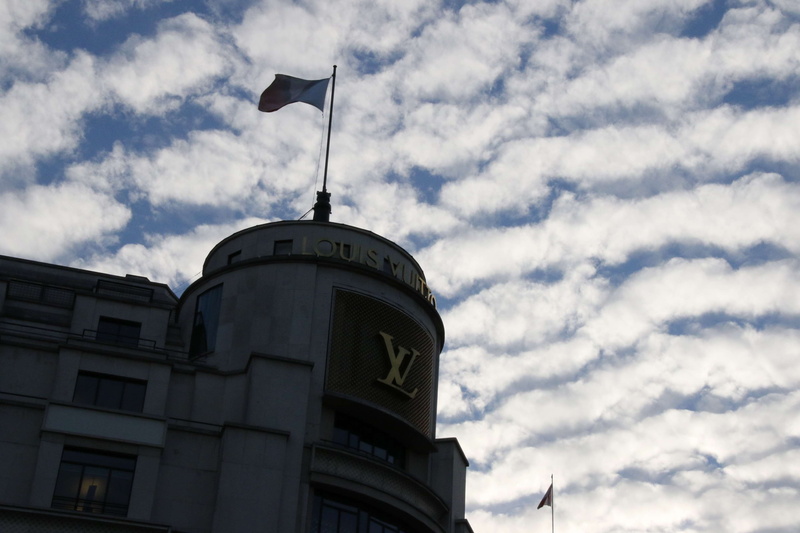 paris, spire, religion, outdoors, france, low angle view, nature, designer, flag, history, spirituality, no people, louis vuitton, tower, shop, building exterior