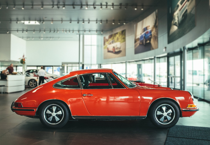 4K, land vehicle, architecture, incidental people, built structure, sports car, porsche, united states, gaudin porsche lv, orange, retro styled, classic