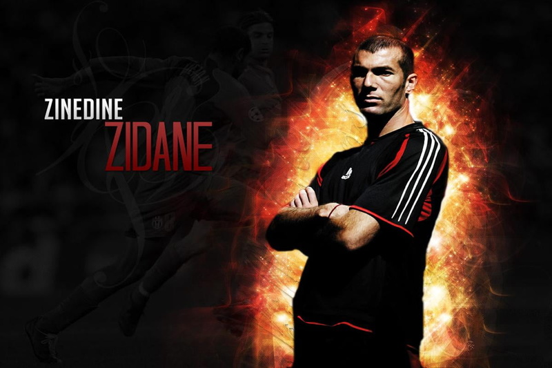 zidane, player, young men, looking at camera, black background, waist up, three quarter length, Sports, 480P, french, one person, portrait, adult, standing
