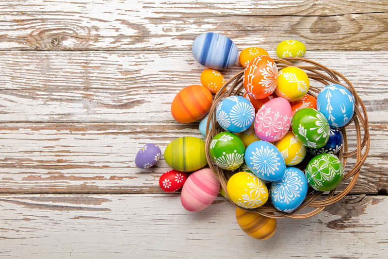 wood, spring, Easter, basket, happy, 5K, eggs, the painted eggs, colorful, holiday