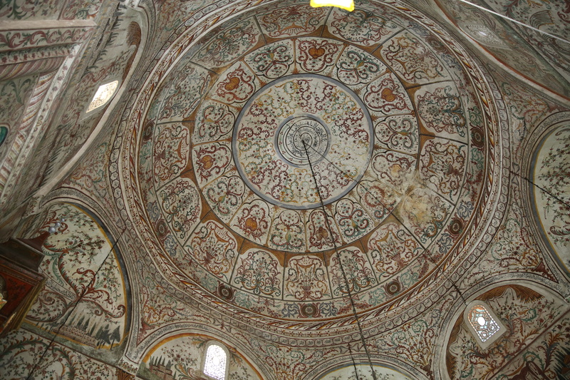 fresco, religion, caligraphy, no people, built structure, building, traditional, mural, dome, low angle view, architectural column, pattern, ethem beu