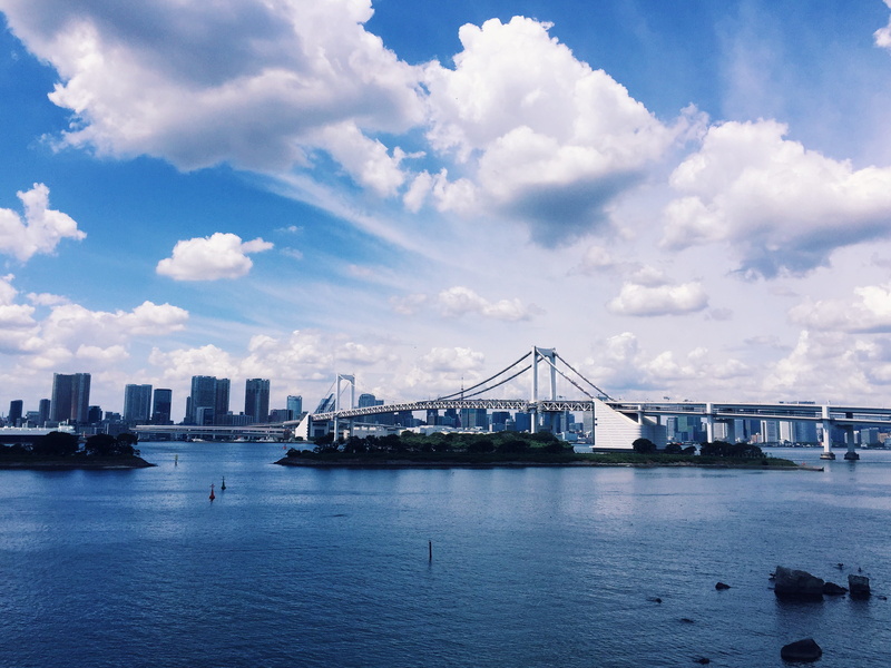 bay, tokyo, sea, no people, cityscape, clouds, japan, harbor, 2K, outdoors, minato, japanese, city, rainbow bridge, clear, built structure, bridge - man made structure