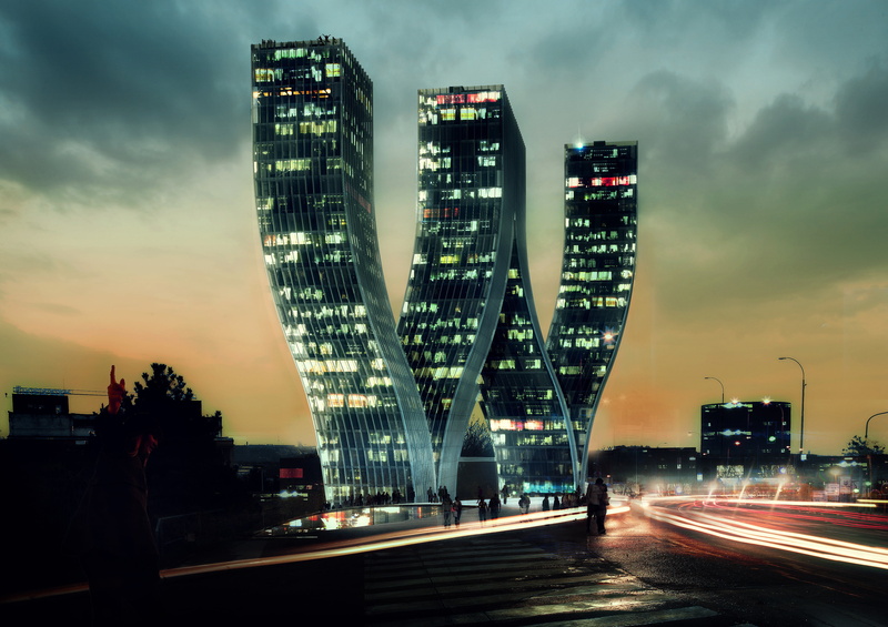 traffic, street Light, architecture, skyscraper, bus, travel, bridge - Man Made Structure, light, illuminated, sunset, light trail, cityscape, blurred Motion