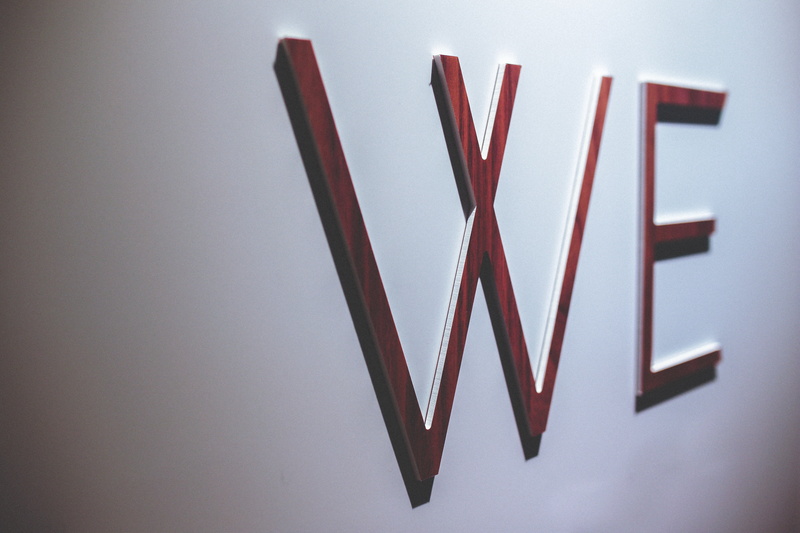 gray, gray background, selective focus, red, wall, white background, medium group of objects, creativity, high angle view, logo, positive emotion, we, letters