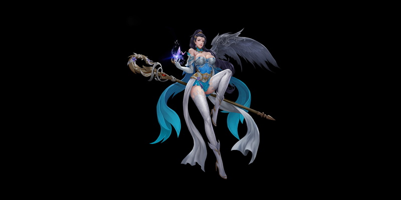 Figure, Character, 4K, Art, Illustration, Wizard, LIU Mingxing, Staff, Background, Dress, Spell, Fantasy, Style, Girl