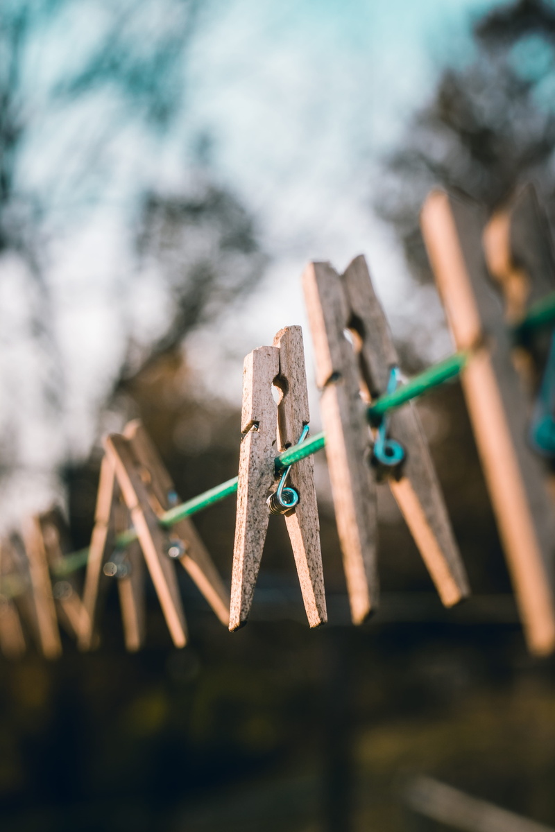 rope, peg, safety, green, cable, 5K, close-up, clothesline, focus on foreground, barrier, hanging, clips, metal, nail, protection, wooden, garden, security