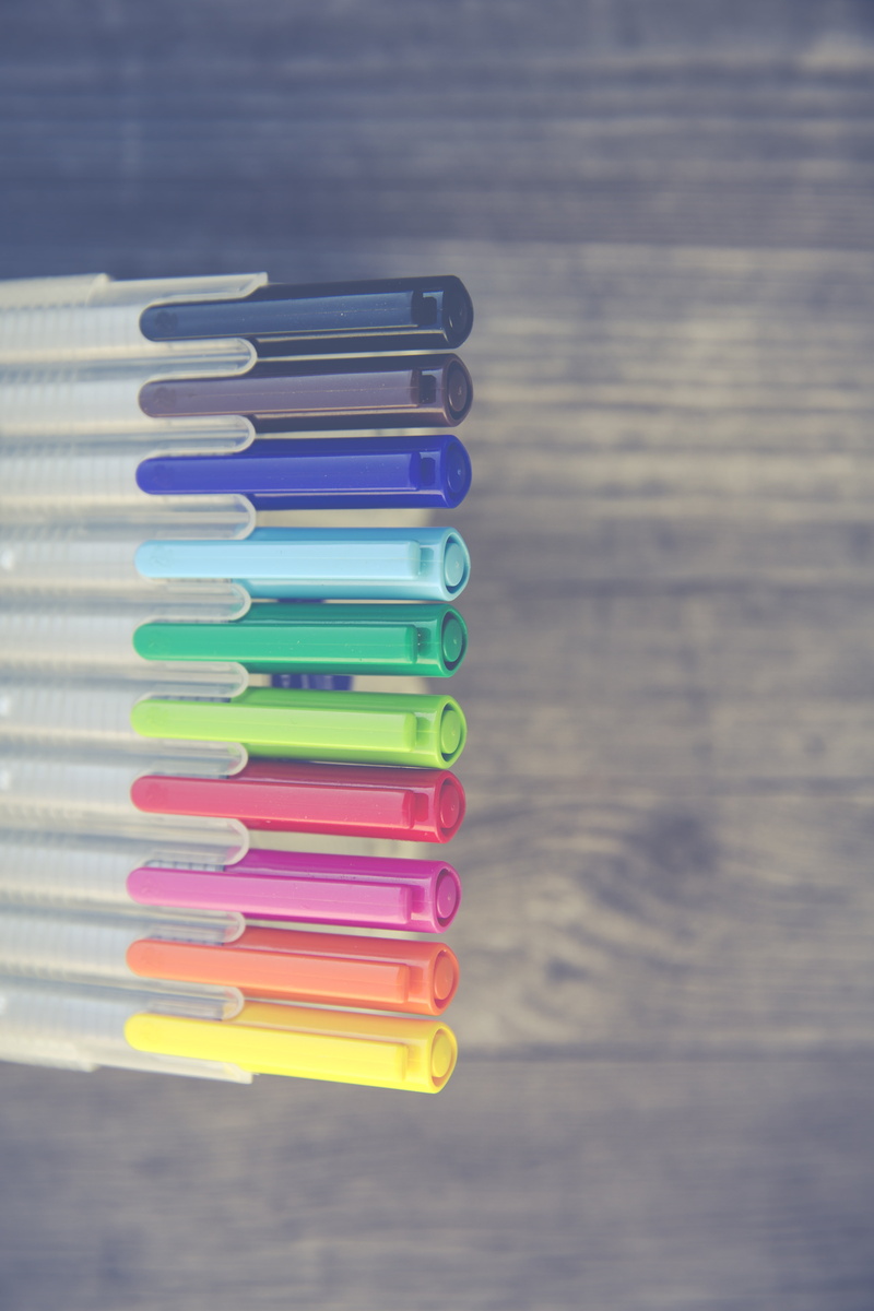 variation, in a row, multi colored, high angle view, felt tip pen, pencil, coloring, indoors, 5K, draw, colour pencils, different colored crayons, colored pencil