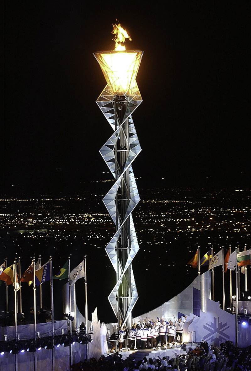 lighting Equipment, night, city, Salt Lake City, built structure, olympics, games, Torch, motion, glowing, sky, photo, arts culture and entertainment, nature
