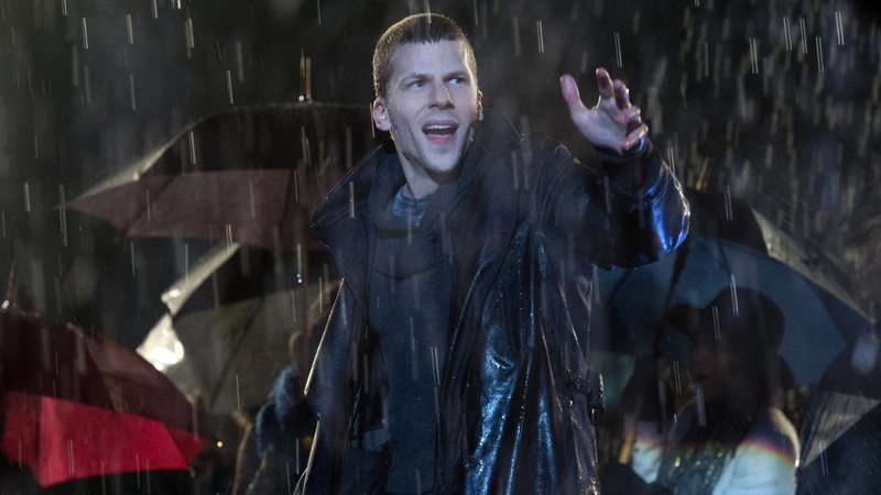 night, jesse eisenberg, mouth, warm clothing, mouth open, one person, young adult, emotion, 2016 movies, clothing, winter, looking at camera, coat, now you see me 2
