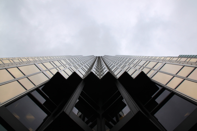 pattern, view, cloud - sky, facade, outdoors, eye, toronto, high, angle, shape, rbc building, office building exterior, brown, architecture, no people