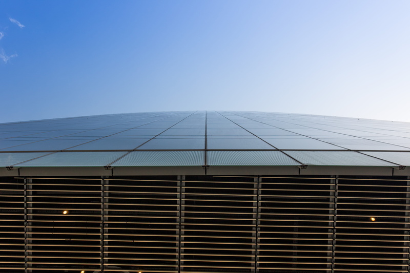 alternative energy, directly below, windows, photography, looking up, sustainable resources, skyscraper, low angle view, pattern, 5K, modern, angle, outdoors