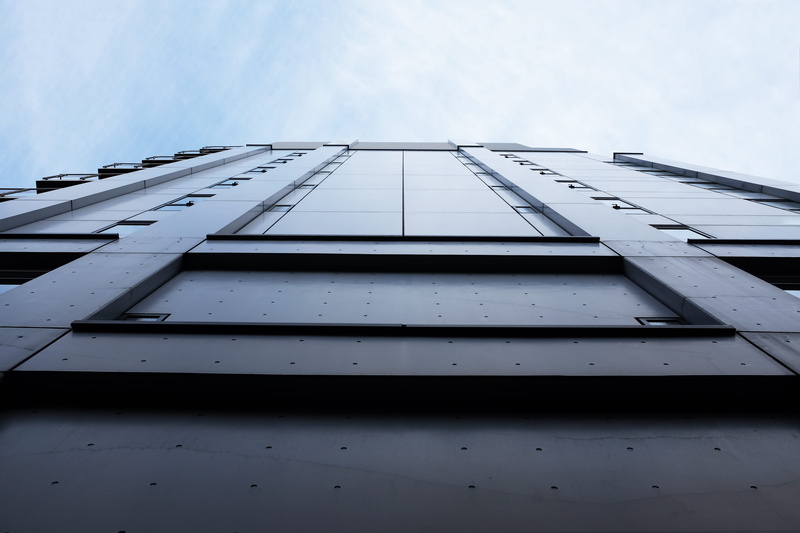 low angle, city, no people, clouds, directly below, cloud - sky, looking up, low, modern, pattern, apartment, building exterior, 4K, photography, photo