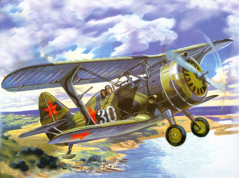 5K, biplane, clouds, art, the sky, ships, earth, river, Marina, the plane, figure, fighter, Soviet, shore
