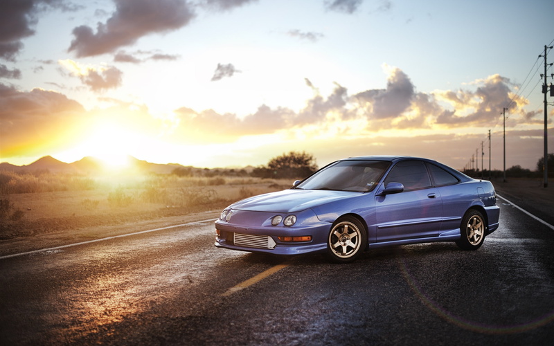Blue, Honda, Acura, Car, Sedan, 2K