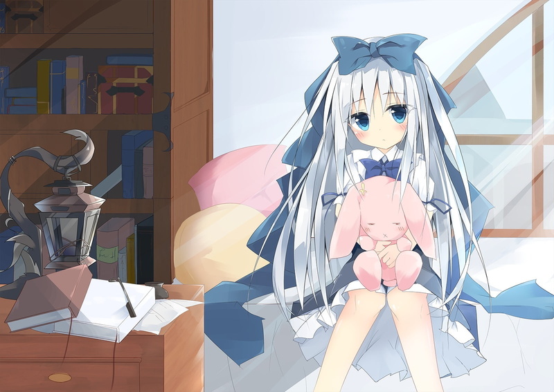 fashion, bed, hair, loli, white, 720P, you, com, kushida, aqua, original, long, konachan, book, eyes, lolita, ribbons, 247662