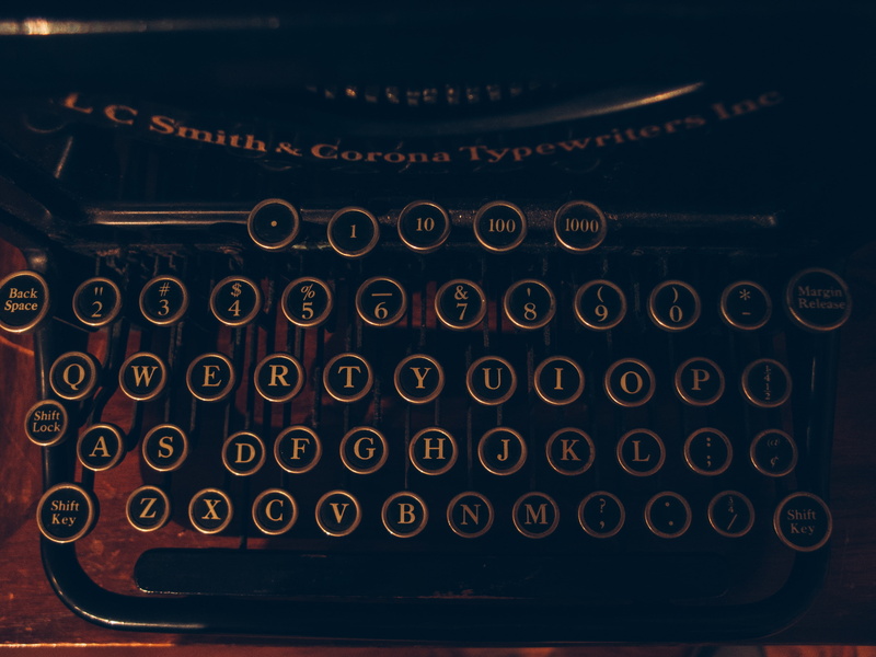 equipment, typewriter, typescript, close-up, analog, writing, indoors, the past, retro Styled, old-fashioned, letters, push button, communication, western script