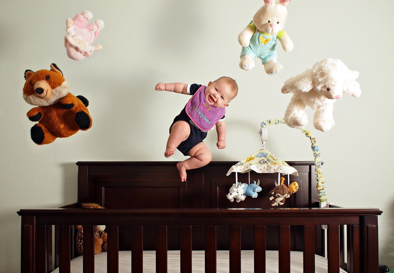 baby Girls, lifestyles, toddler, celebration, caucasian Ethnicity, full length, sitting, crib, young, girls, decoration, child, brown, s, bear, one Person