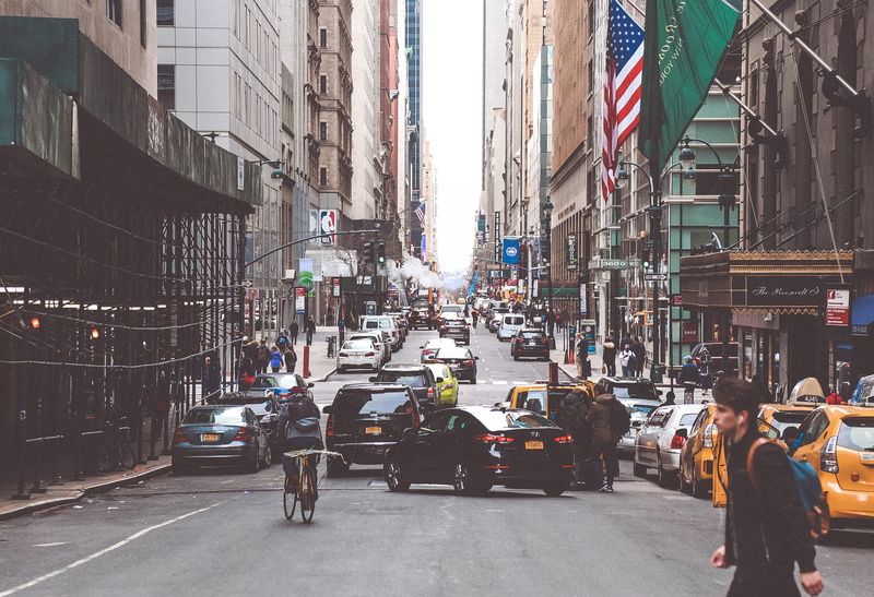 building exterior, city life, faded, man, built structure, vehicle, taxi, city street, black, car, street, fade, transportation, jacket, 2K, road, cab