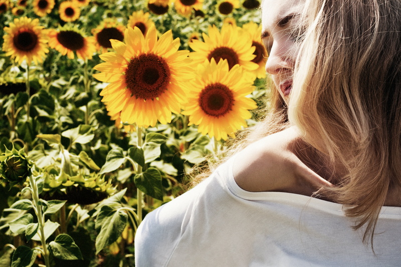 stem, headshot, flower head, young Adult, human hair, model, lips, freshness, close-up, beside, foliage, plant, beauty, wild, sunflower, fresh, beautiful