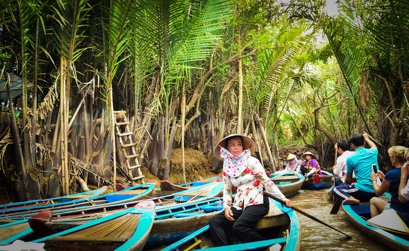 child, outdoors, travel, vietnam travel, real people, men, vacations, growth, day, nautical Vessel, palm tree, cultures, boat, asia, people, sitting, leisure activity