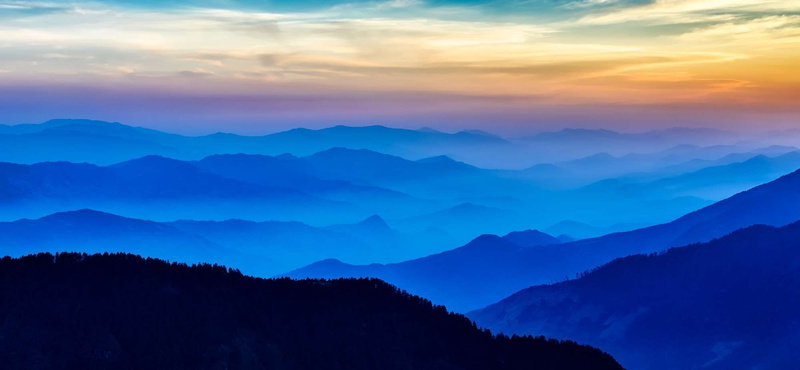 environment, remote, tranquil scene, silhouette, land, beauty in nature, blue, fog, 1080P, rural, view, mountain peak, nature, woodland, sun, mountain