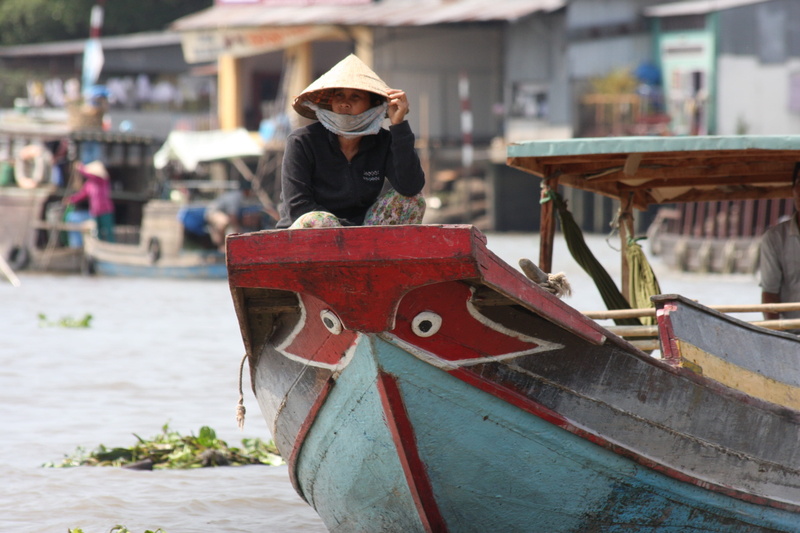 adults only, occupation, boat, lifestyles, boat trip, men, Mekong Delta, Vietnam, Mekong River, outdoors, asian style conical hat, nautical vessel, 4K