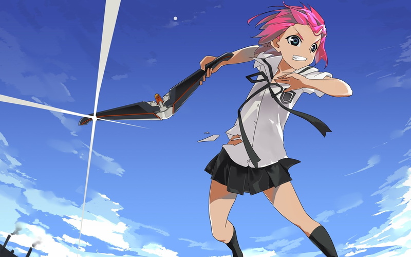 Anime, Street, one person, Diligence, smiling, lifestyles, Girl, low angle view, blue, cloud - sky, limb, sky, nature, human limb, sport, 720P, emotion
