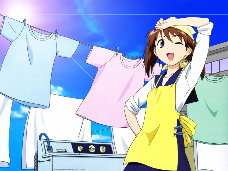 lifestyles, consumerism, fashion, emotion, apron, 720P, character, girl, blue, standing, young women, fun, shopping, fatigue, young adult, people, women
