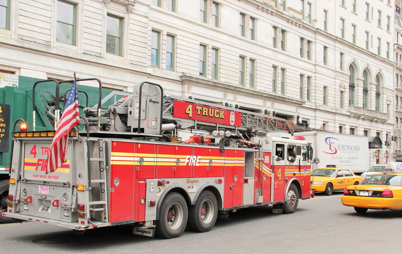 firebrigade, in the usage, day, imposing, architecture, use, city street, built structure, usa, land vehicle, fire truck, fdny, incidental people, city