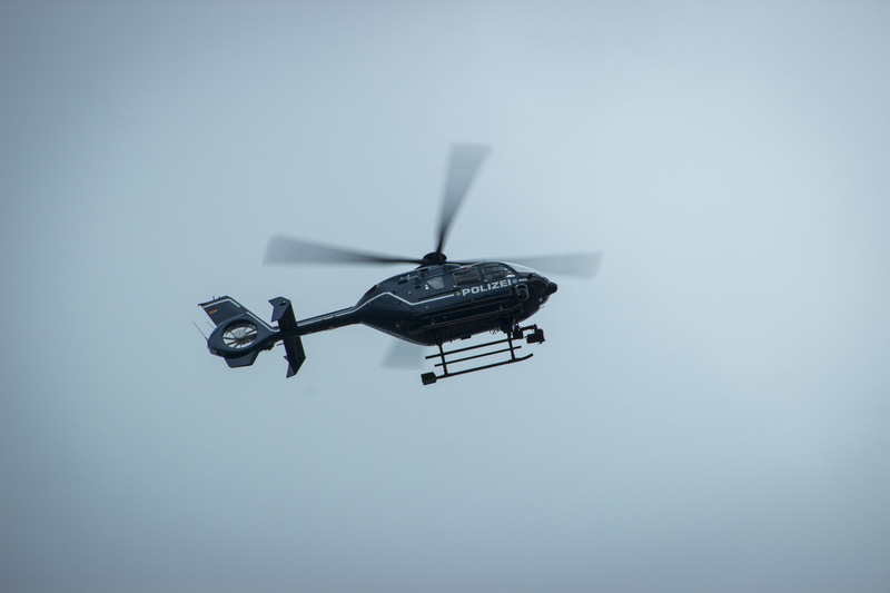 single object, helicopter, airplane, forces, police usage, travel, police helicopter, clear sky, hovering, surveillance camera, flying, technology, monitoring