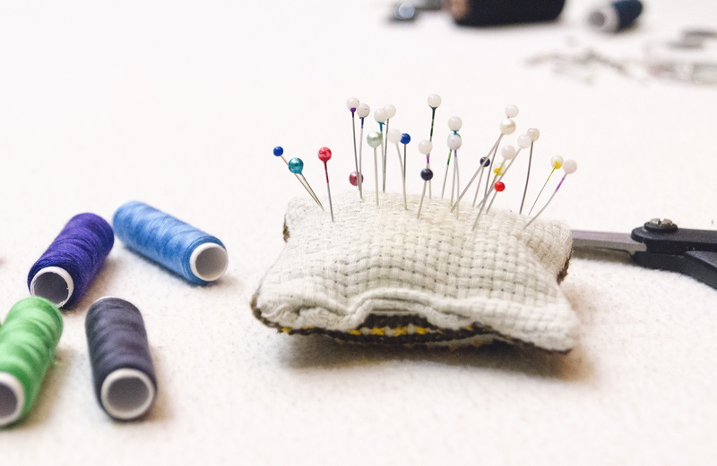 material, fabric, sewing needle, four, craft, 4K, creativity, pillow, choice, beside, panel, threads, spool, white, sewing, white background, needle, thread
