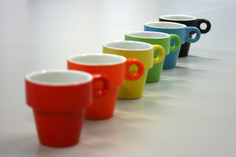coffee, multi colored, no people, order, still life, green color, espresso, red, four objects, close-up, variation, group of objects, copy space, table